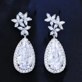 "Zarena" - Silver Cubic Zirconia Bridal Earrings