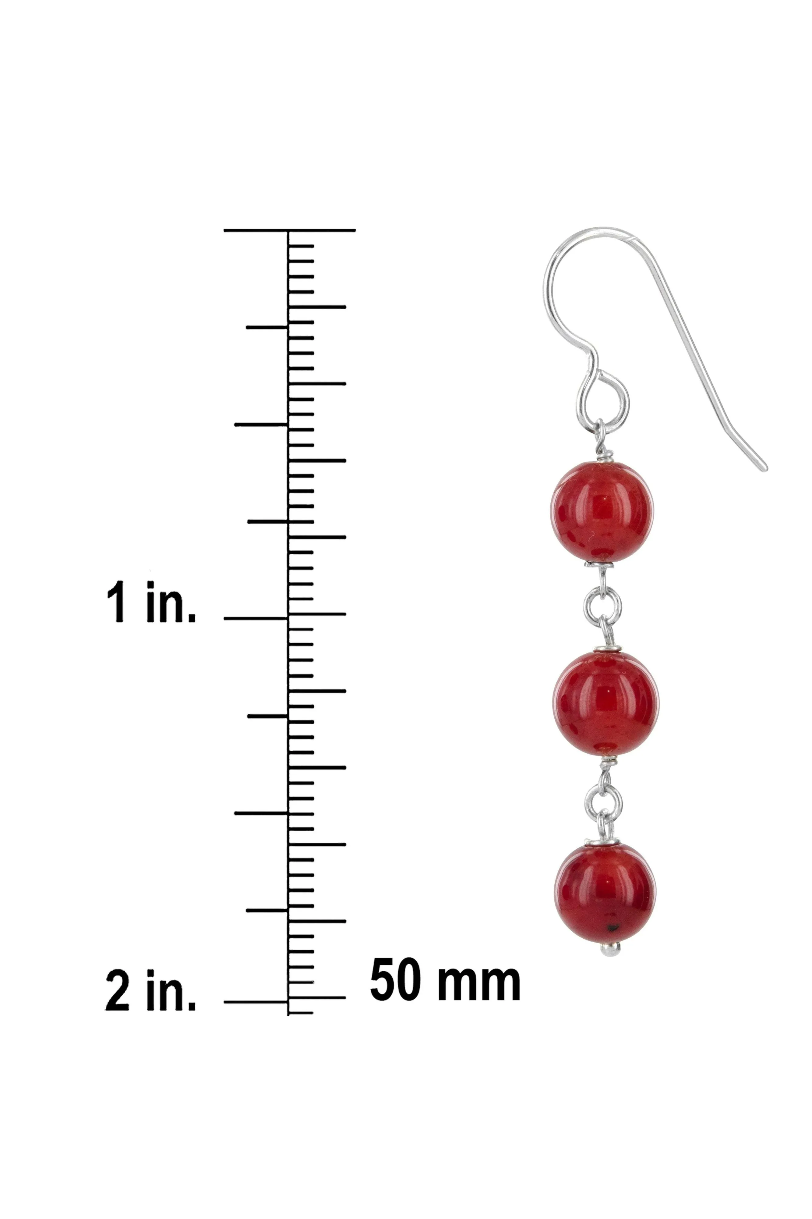 Red Coral Bead Dnagle Earrings