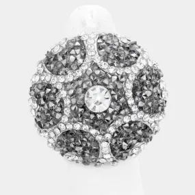 Rhinestone Crystal Cluster Silver Stretch Ring