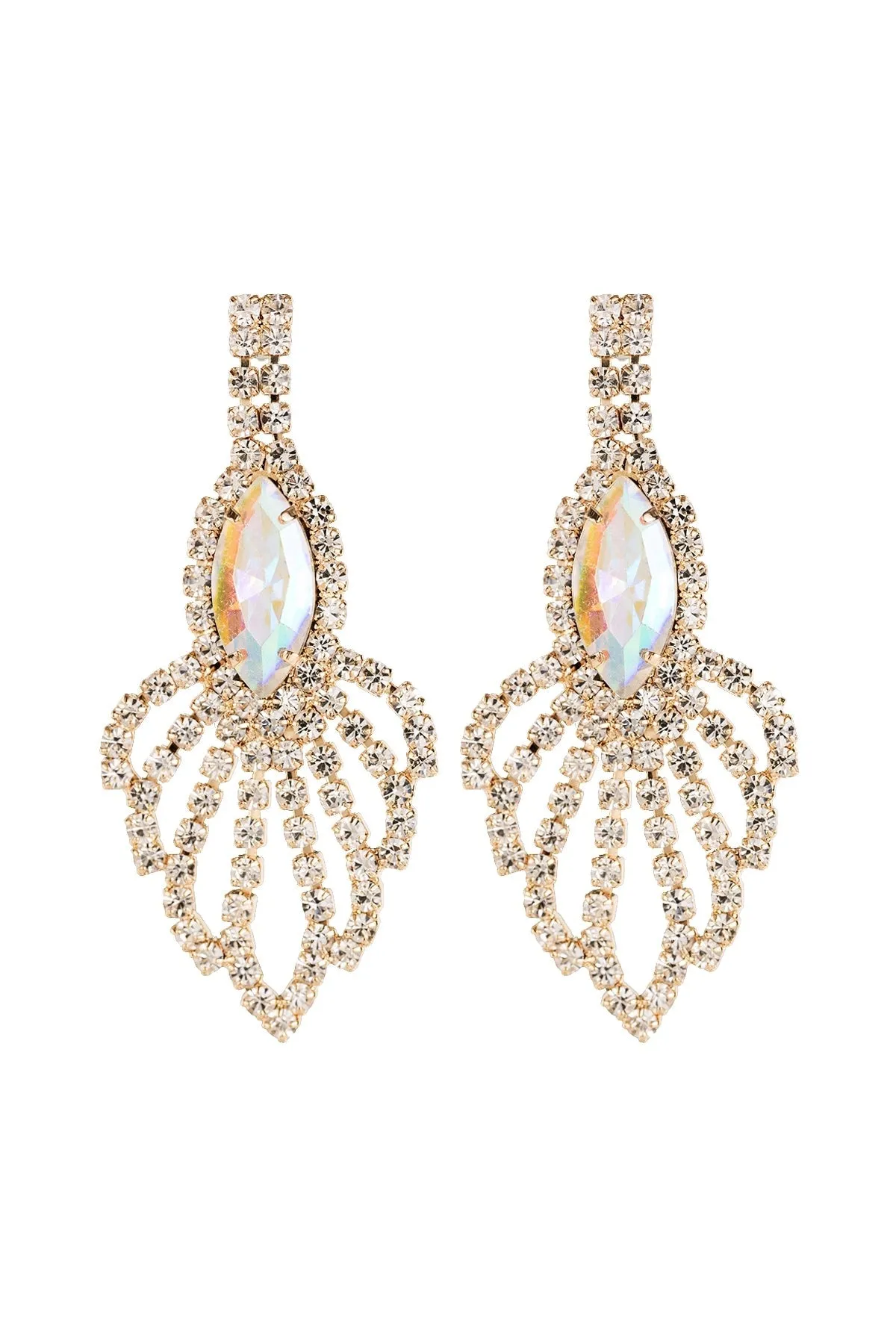 RHINESTONE MARQUISE CHANDELIER EARRINGS