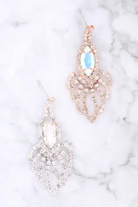 RHINESTONE MARQUISE CHANDELIER EARRINGS