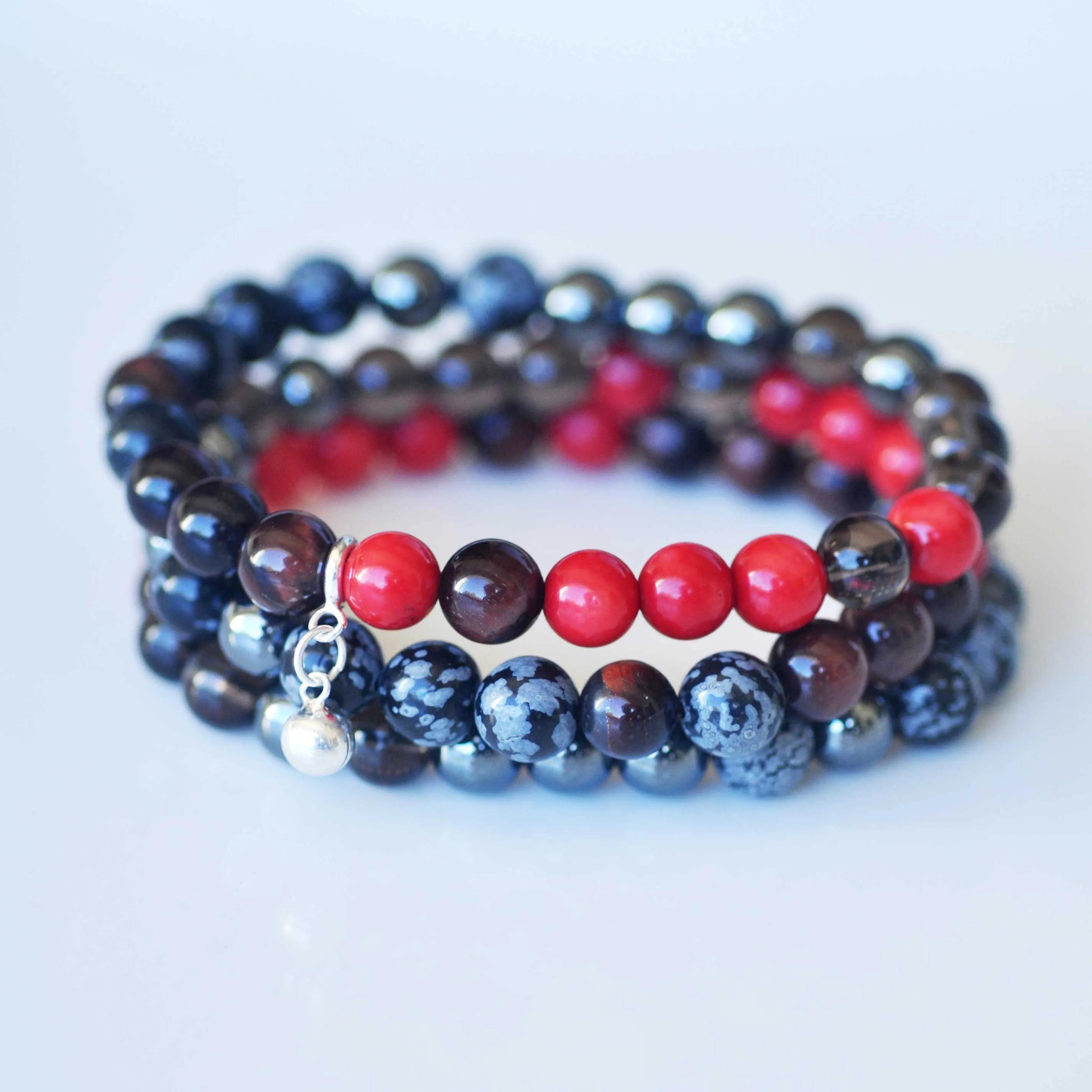 Root Chakra Bracelet Stack - Grounding & Strength with FREE CHAKRA DECK
