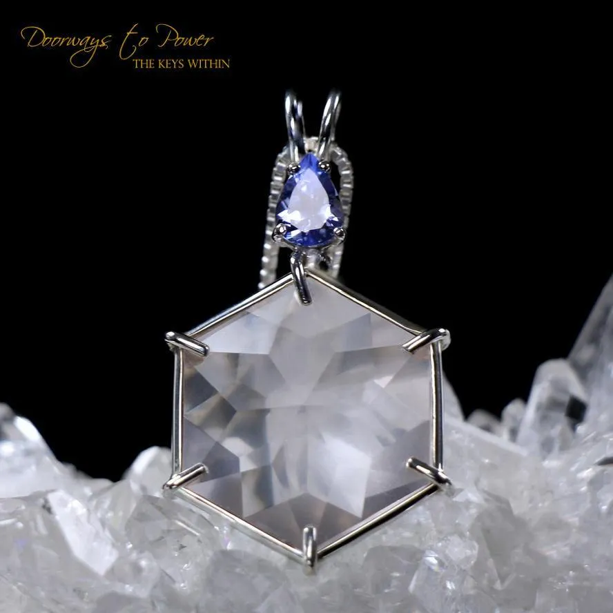 Rose Quartz & Tanzanite Flower of Life Crystal Pendant
