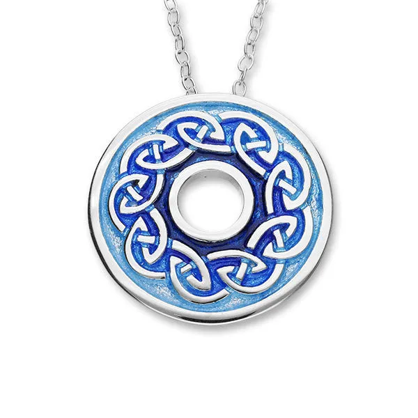 Round Celtic Knot Work Enamelled Sterling Silver Pendant