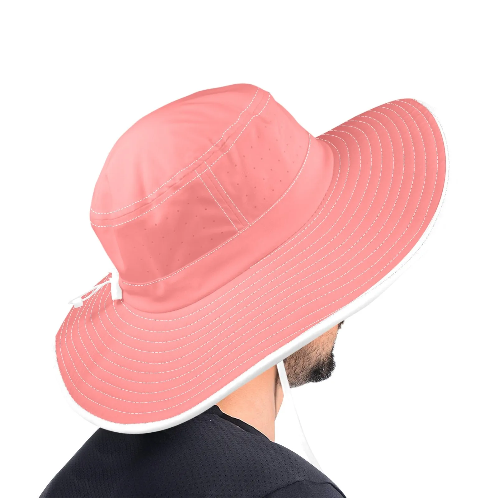 salmon solid one Wide Brim Bucket Hat