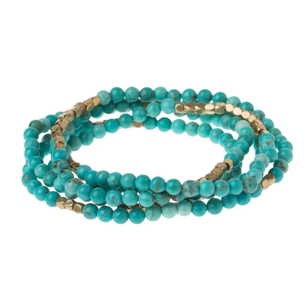 Scout Curated Wears - Stone Wrap Bracelet/Necklace - Turquoise/Gold - Stone of The Sky