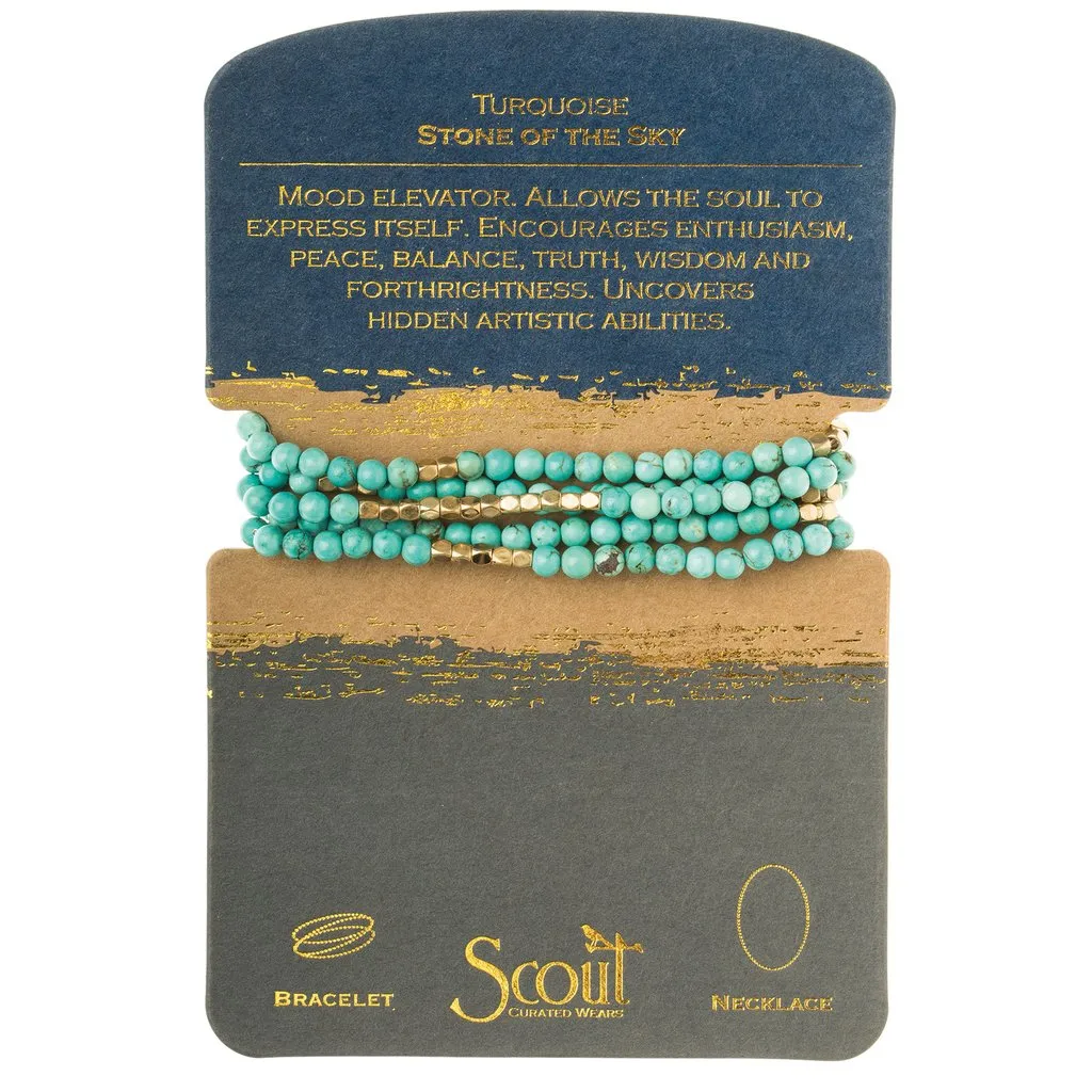 Scout Curated Wears - Stone Wrap Bracelet/Necklace - Turquoise/Gold - Stone of The Sky
