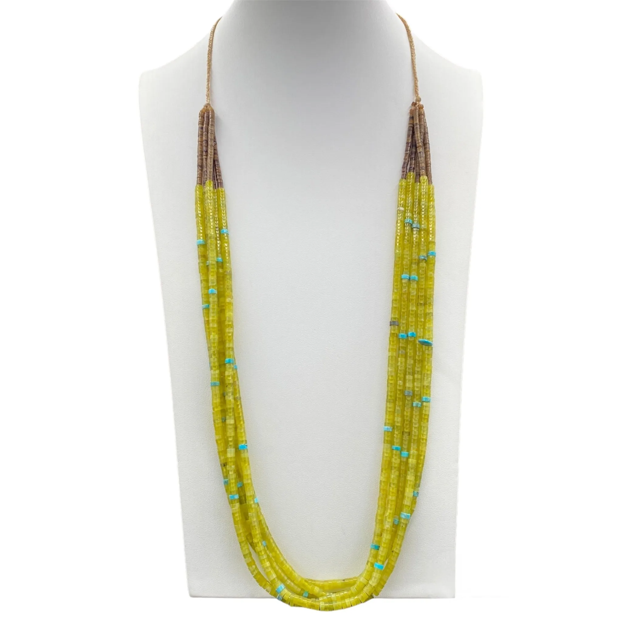 Serpentine, Baby Olive Shell, and Turquoise Heishi Necklace