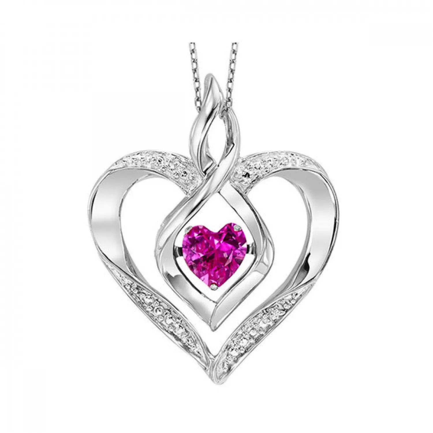 Silver Diamond (1/50 Ctw) & Created (1/4 Ctw) gemstone pendant