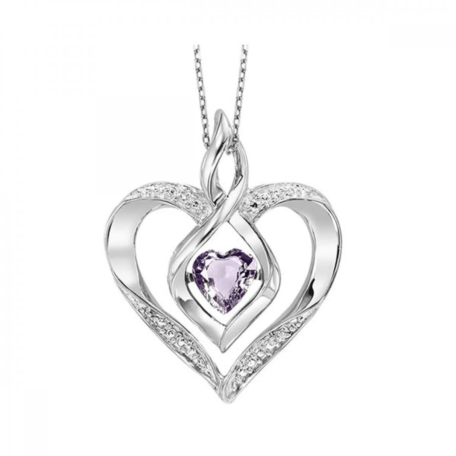 Silver Diamond (1/50 Ctw) & Created (1/4 Ctw) gemstone pendant