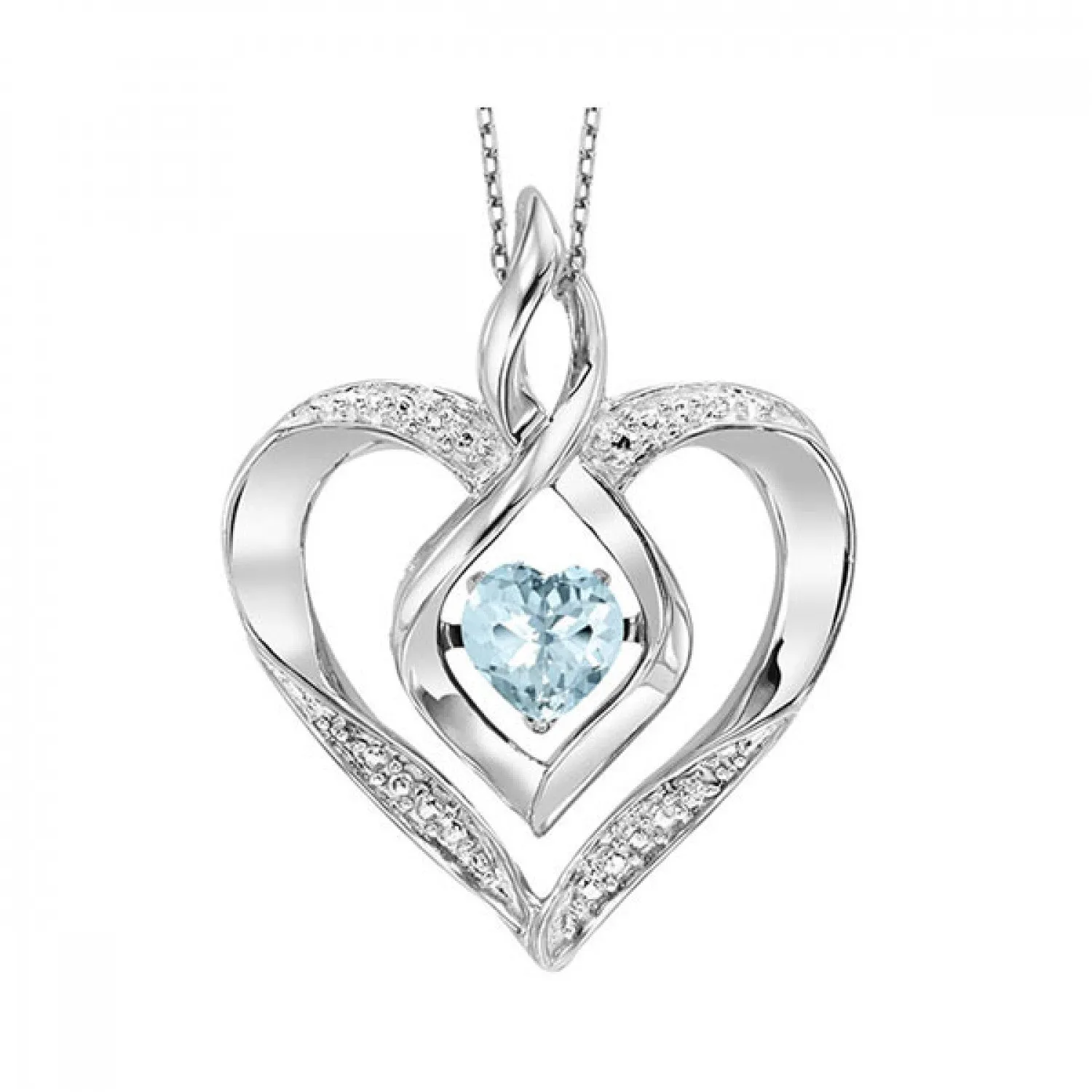 Silver Diamond (1/50 Ctw) & Created (1/4 Ctw) gemstone pendant