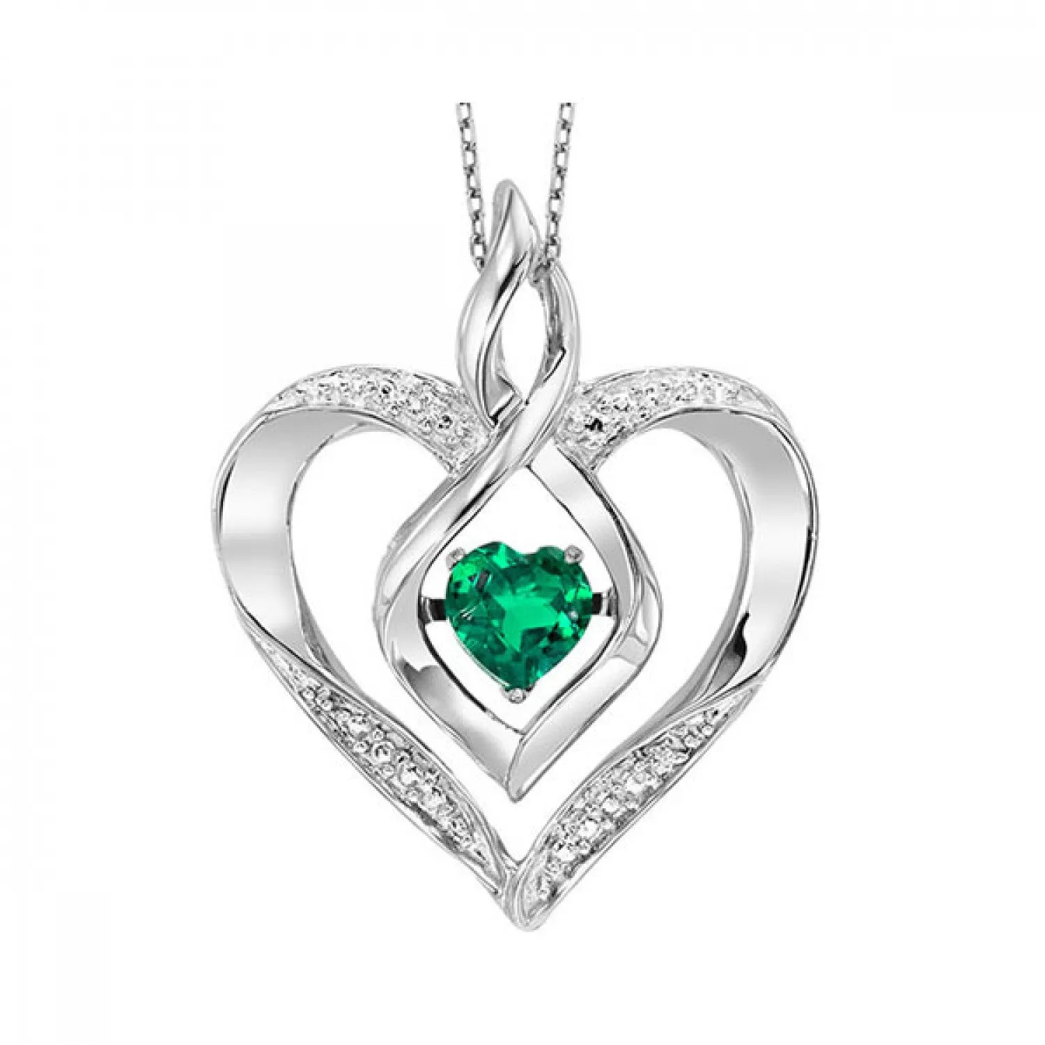 Silver Diamond (1/50 Ctw) & Created (1/4 Ctw) gemstone pendant