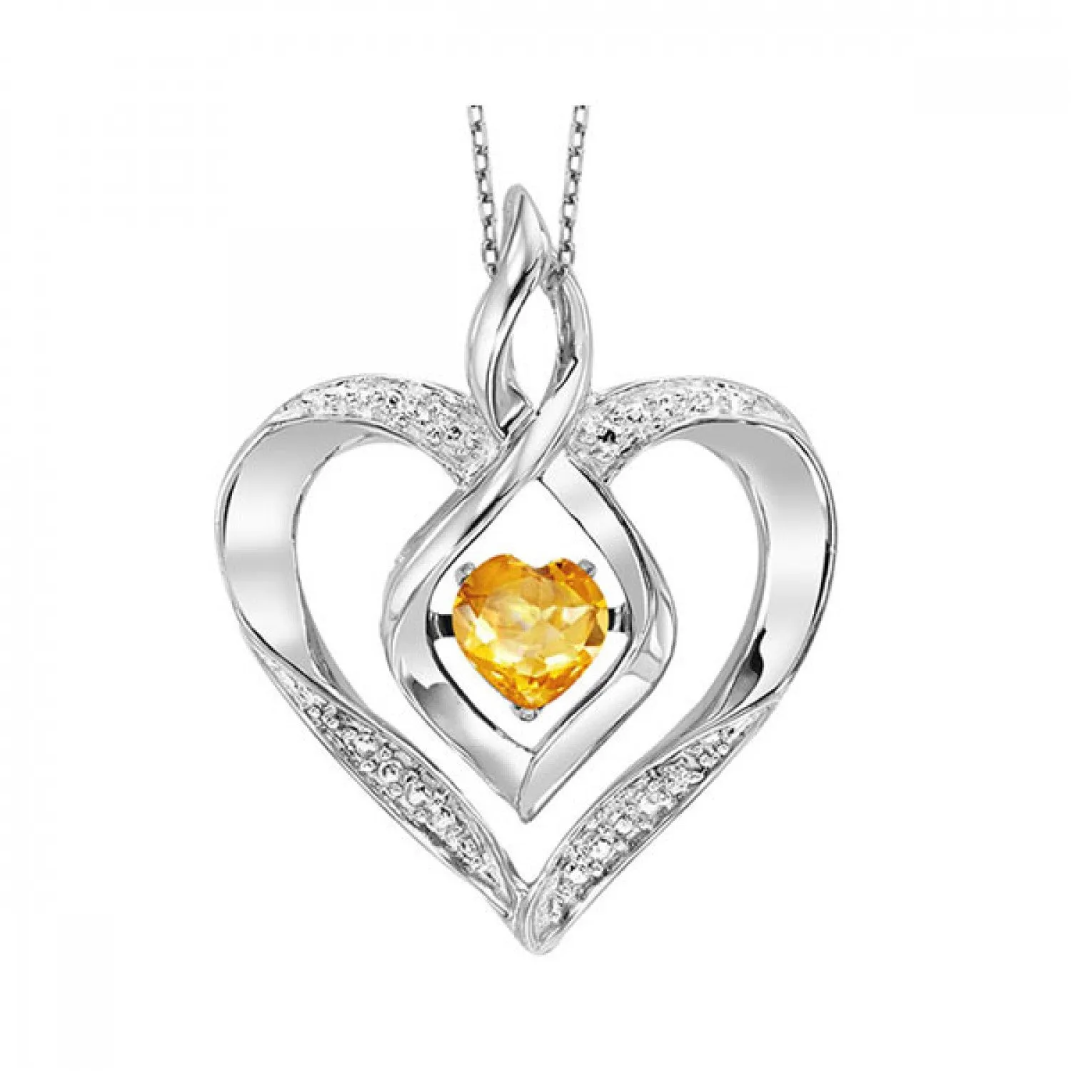 Silver Diamond (1/50 Ctw) & Created (1/4 Ctw) gemstone pendant