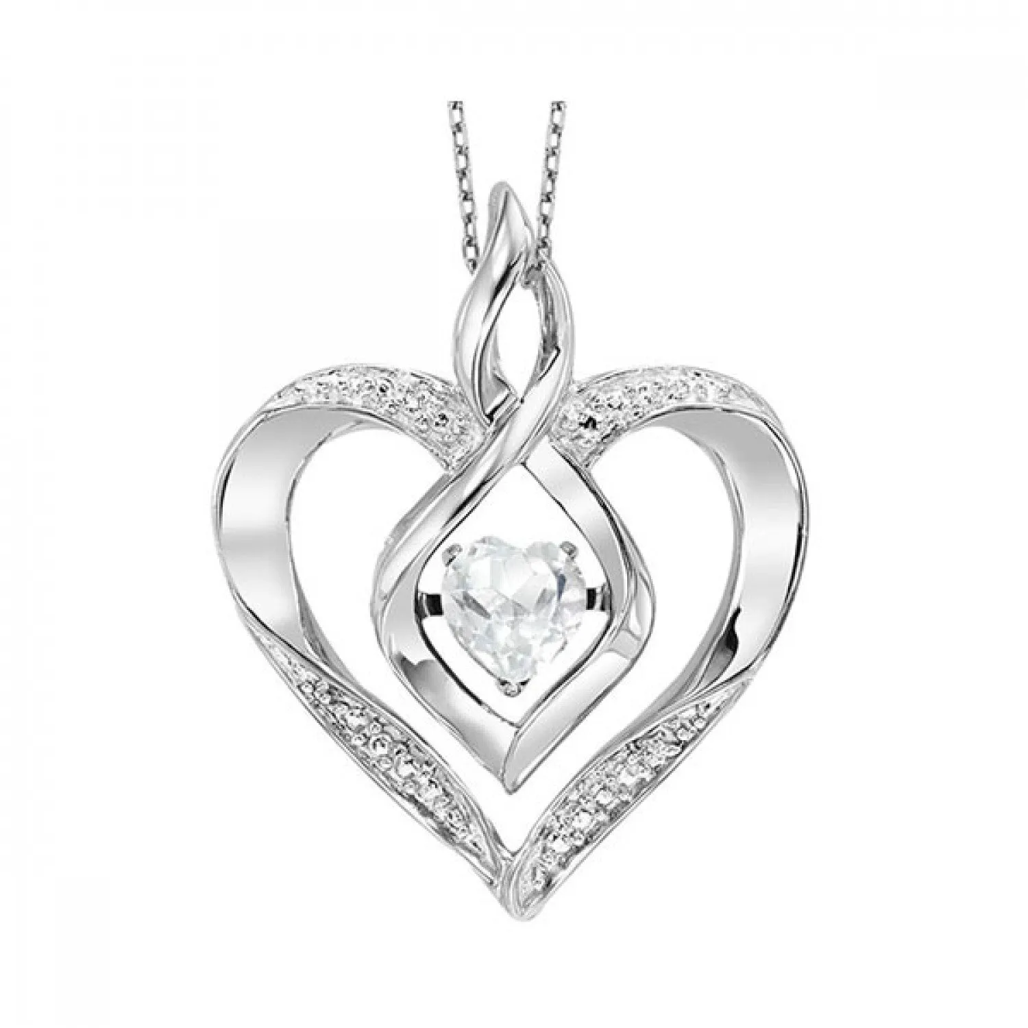 Silver Diamond (1/50 Ctw) & Created (1/4 Ctw) gemstone pendant