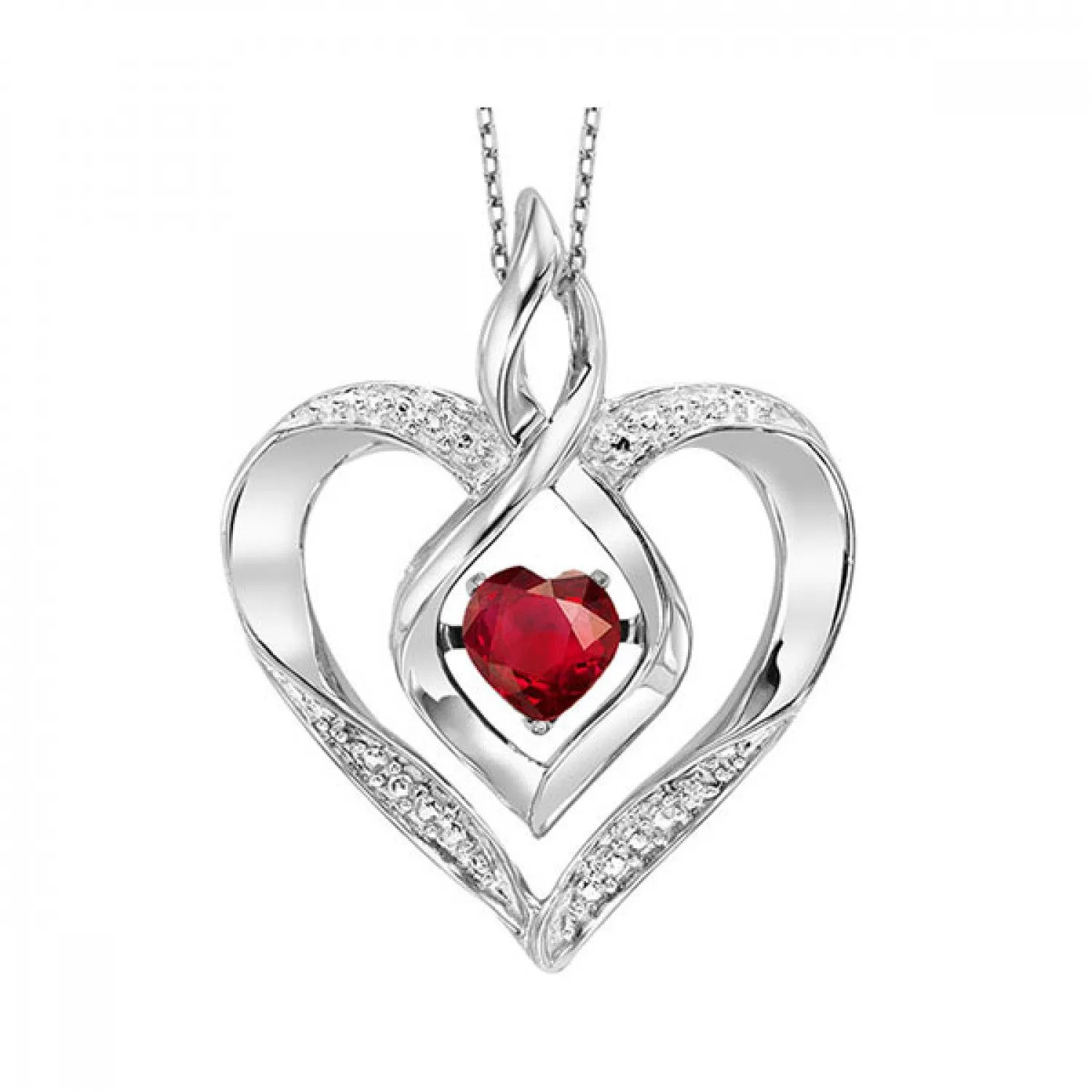 Silver Diamond (1/50 Ctw) & Created (1/4 Ctw) gemstone pendant