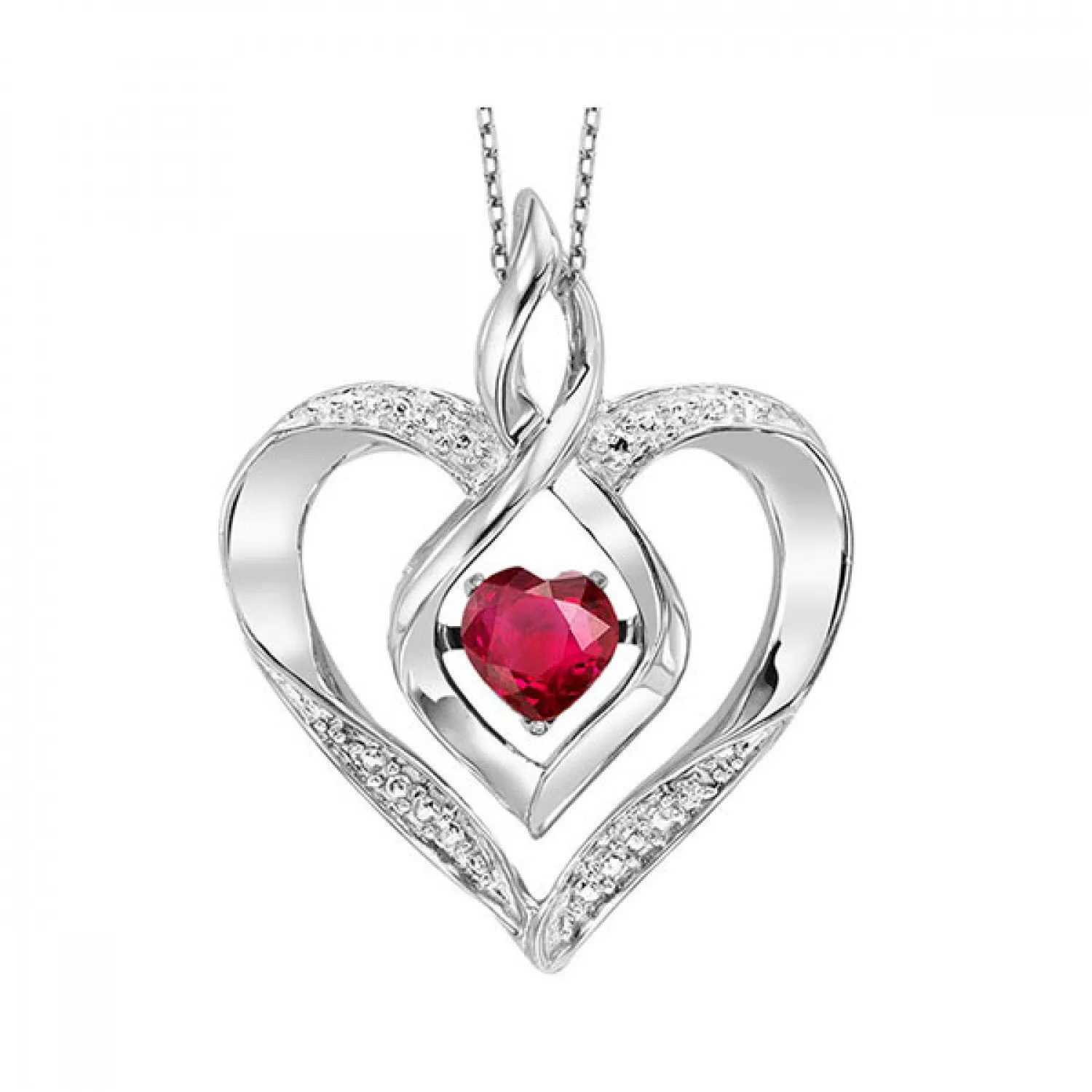 Silver Diamond (1/50 Ctw) & Created (1/4 Ctw) gemstone pendant