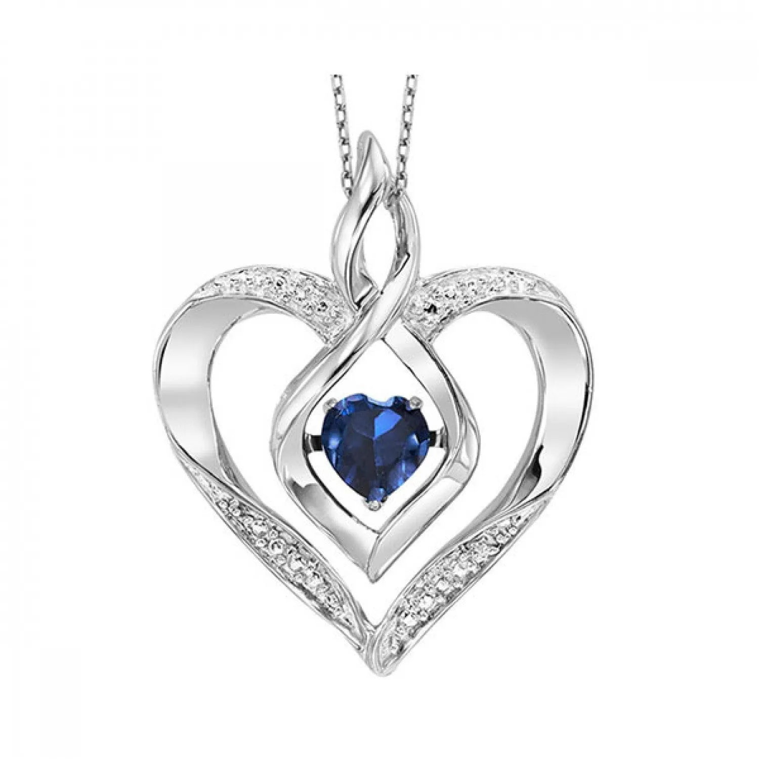 Silver Diamond (1/50 Ctw) & Created (1/4 Ctw) gemstone pendant