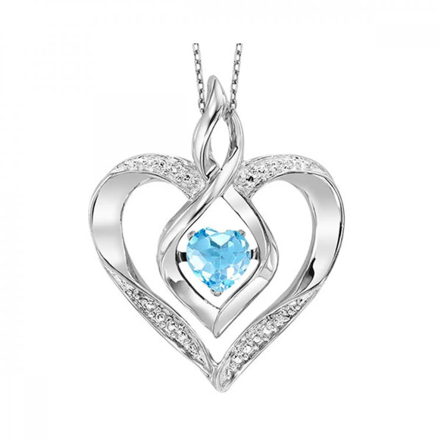 Silver Diamond (1/50 Ctw) & Created (1/4 Ctw) gemstone pendant