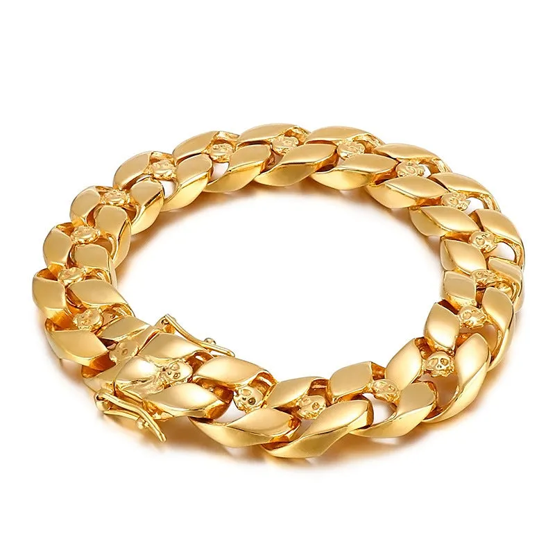 Skull Charm Cuban Chain Bracelet for Stylish Men