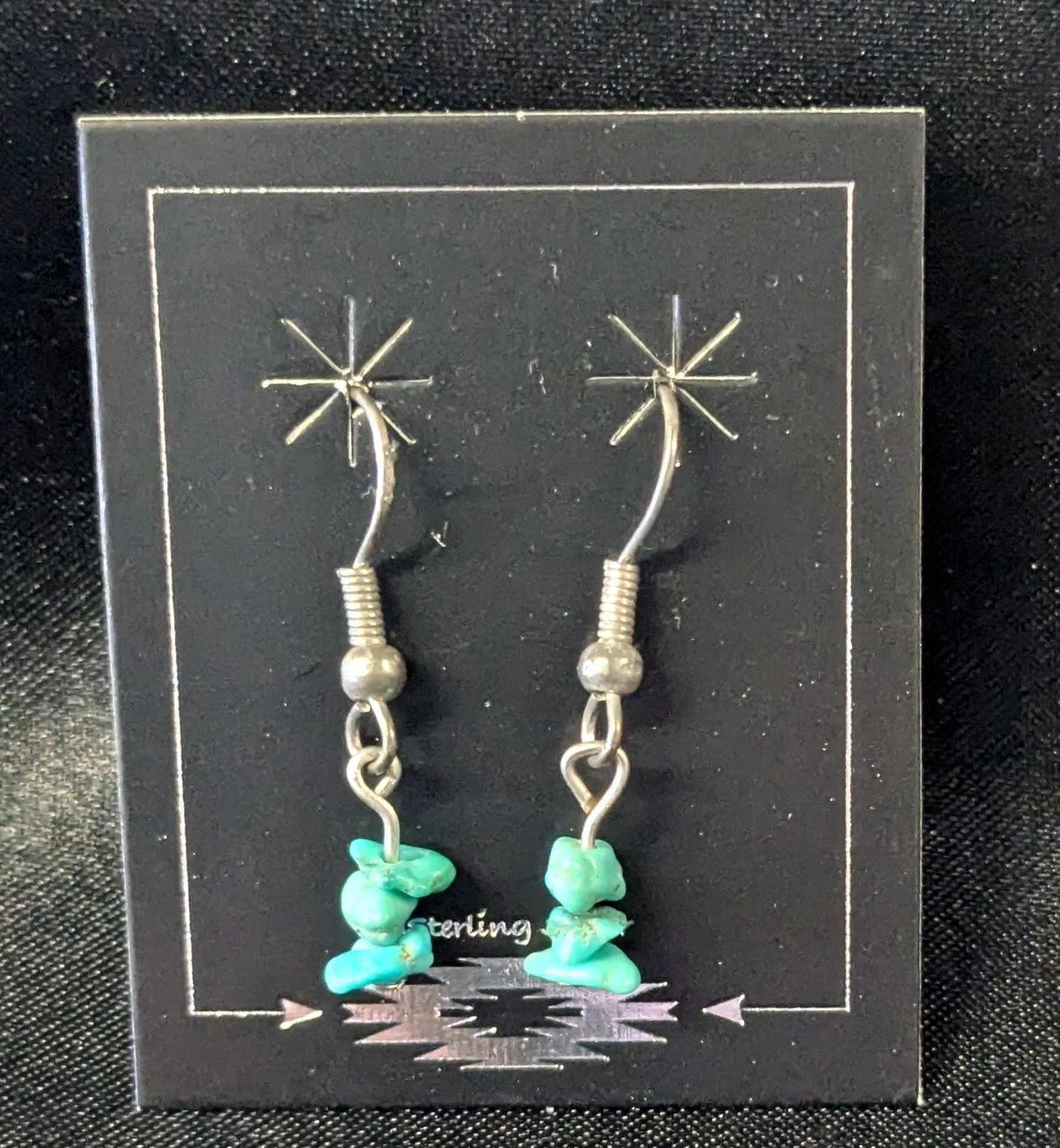 Small Chunk Turquoise Dangle Earrings