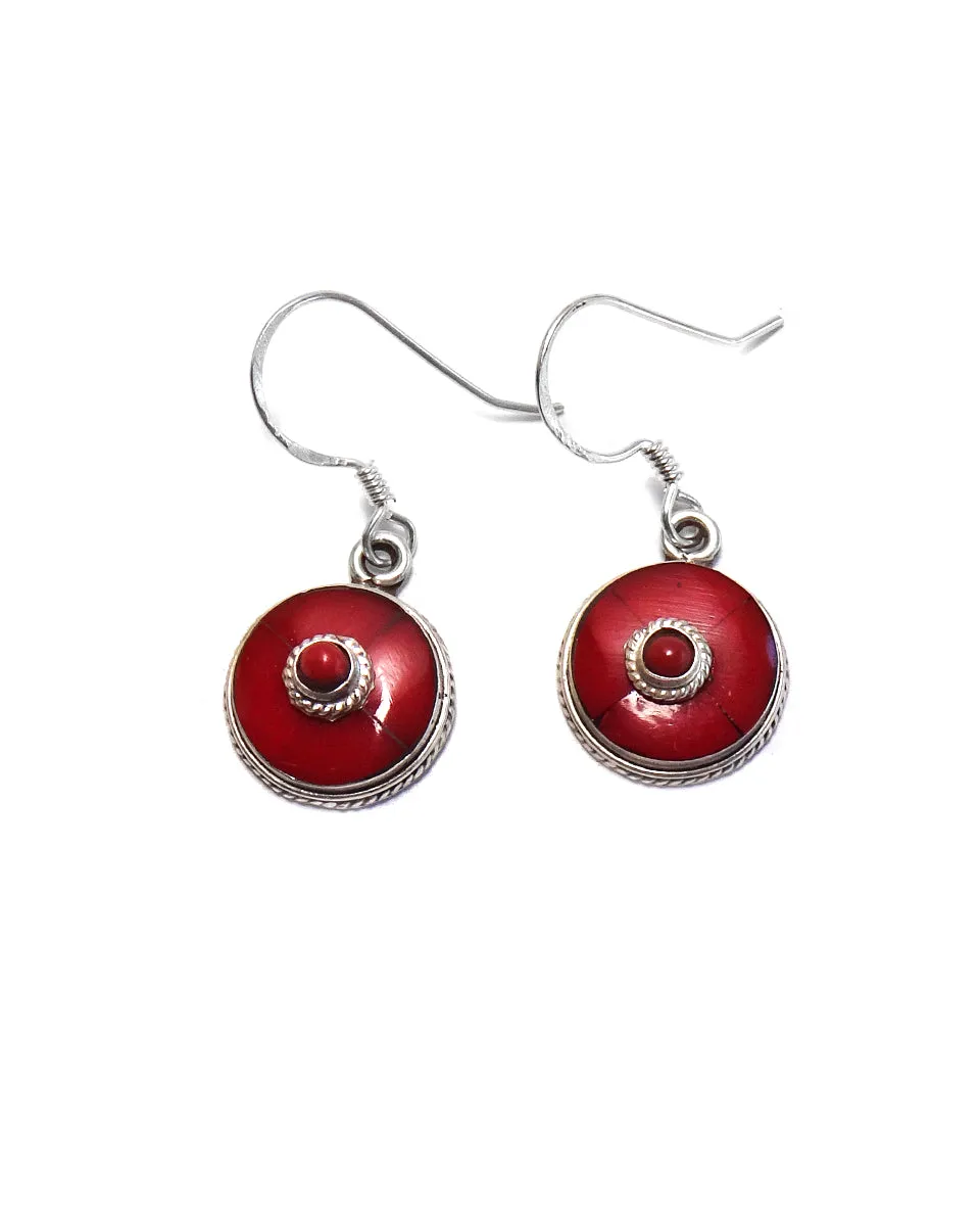 Small Round Tibetan Earrings