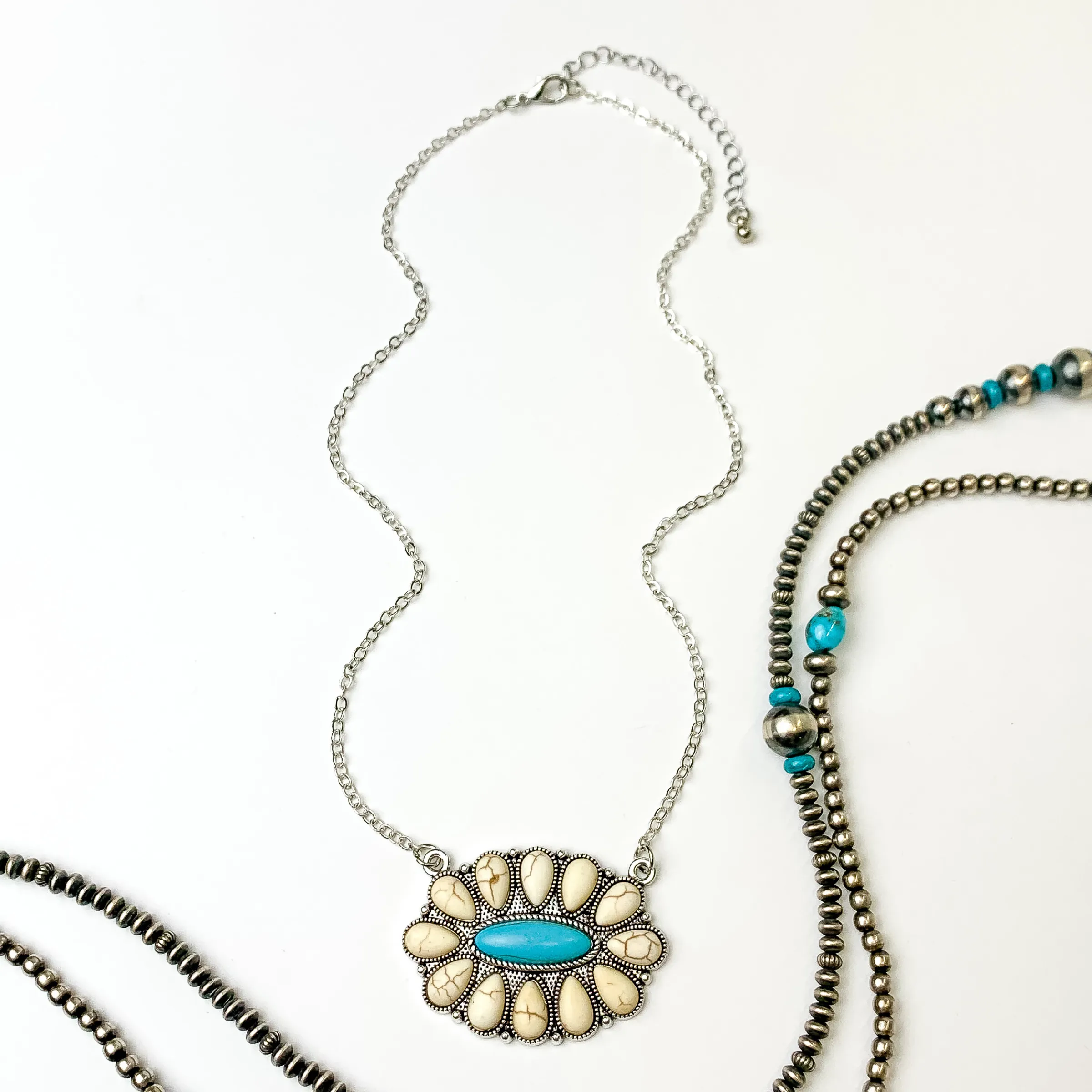 Southern Darling Necklace with Faux Ivory Stone Cluster