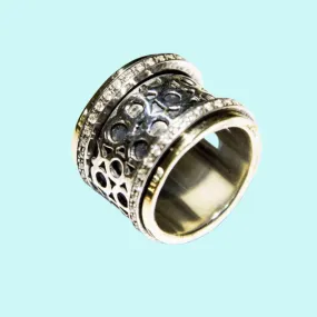 Spinner ring for woman, Ring for man, Silver Gold Spinner ring