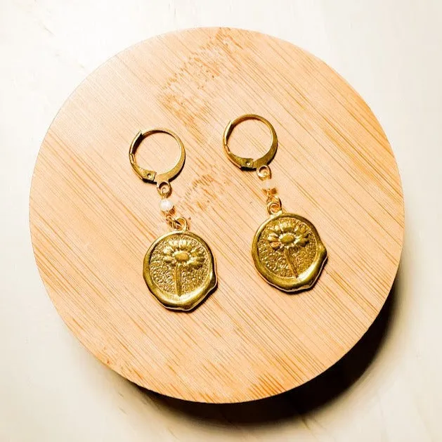 Stem "WaxSeal" Gemstone Earring