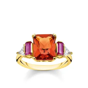 Sterling Silver and Gold Plated Thomas Sabo Cognac   Purple Ring