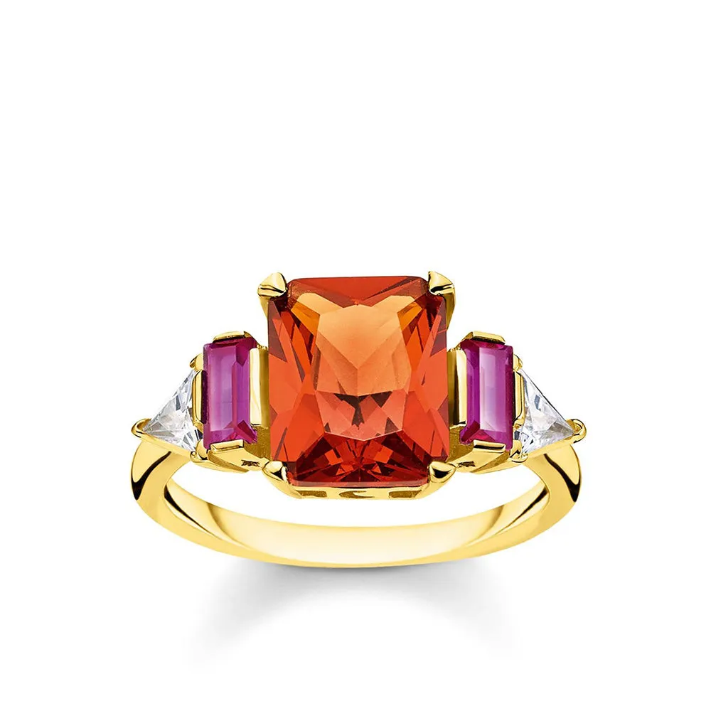 Sterling Silver and Gold Plated Thomas Sabo Cognac   Purple Ring