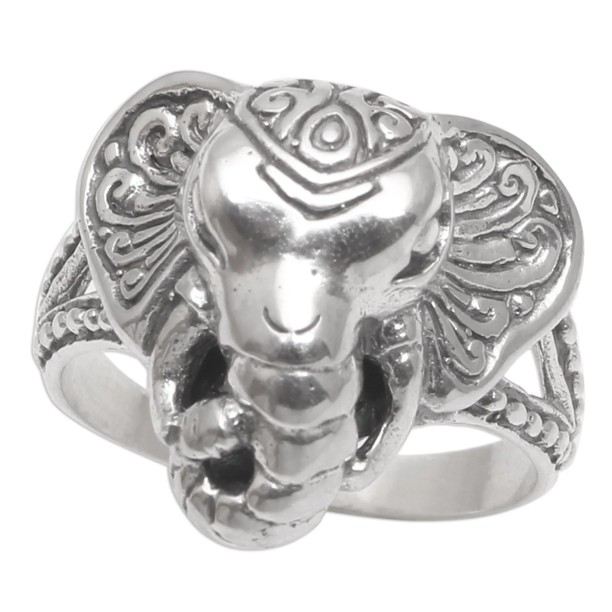 Sterling Silver Elephant Cocktail Ring from Bali - Elephant King | NOVICA