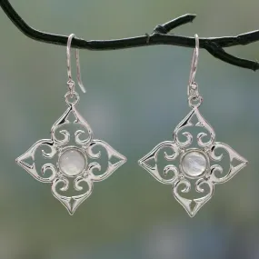 Sterling Silver Fair Trade Earrings with Rainbow Moonstone - Four Seasons | NOVICA