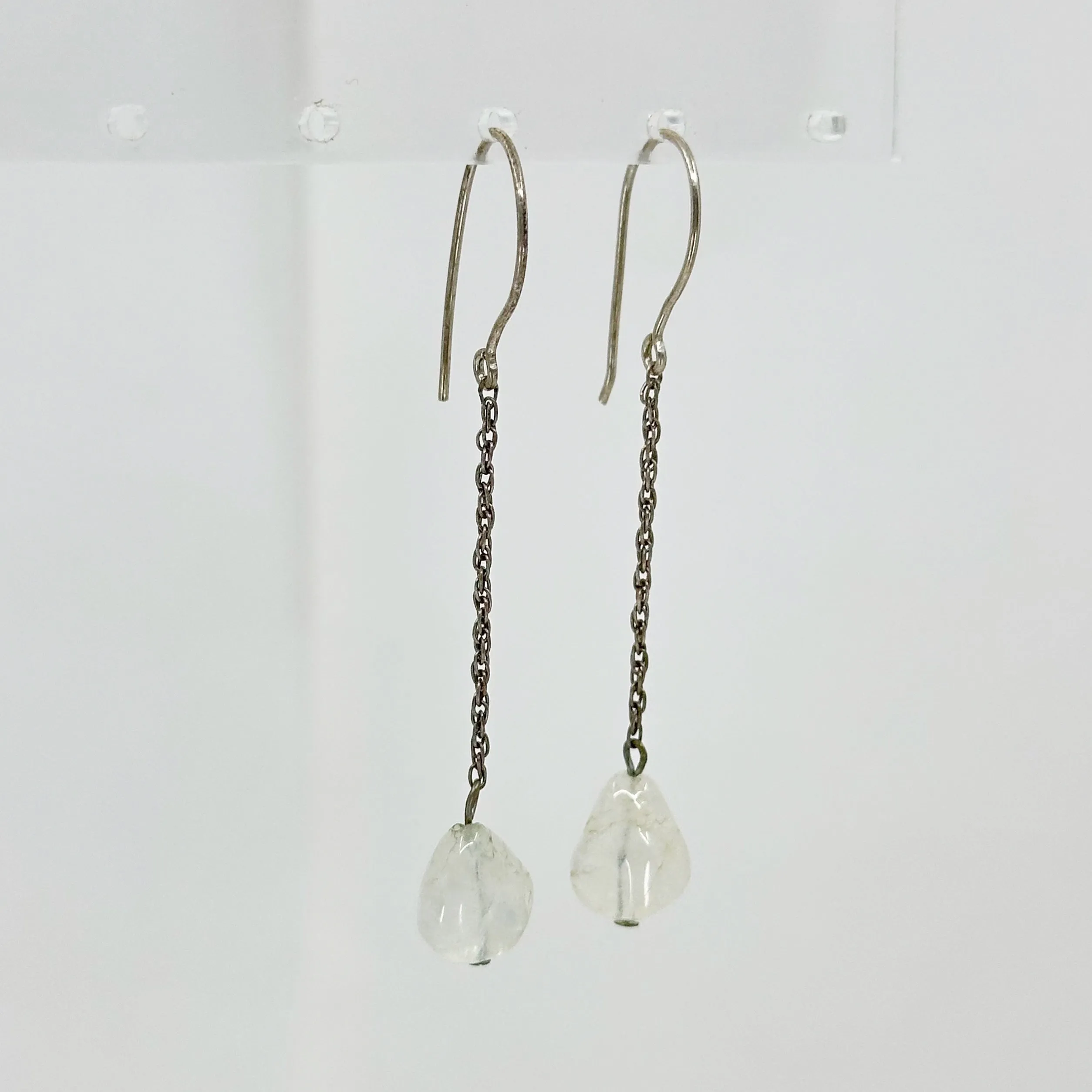Sterling silver moonstone bead earrings