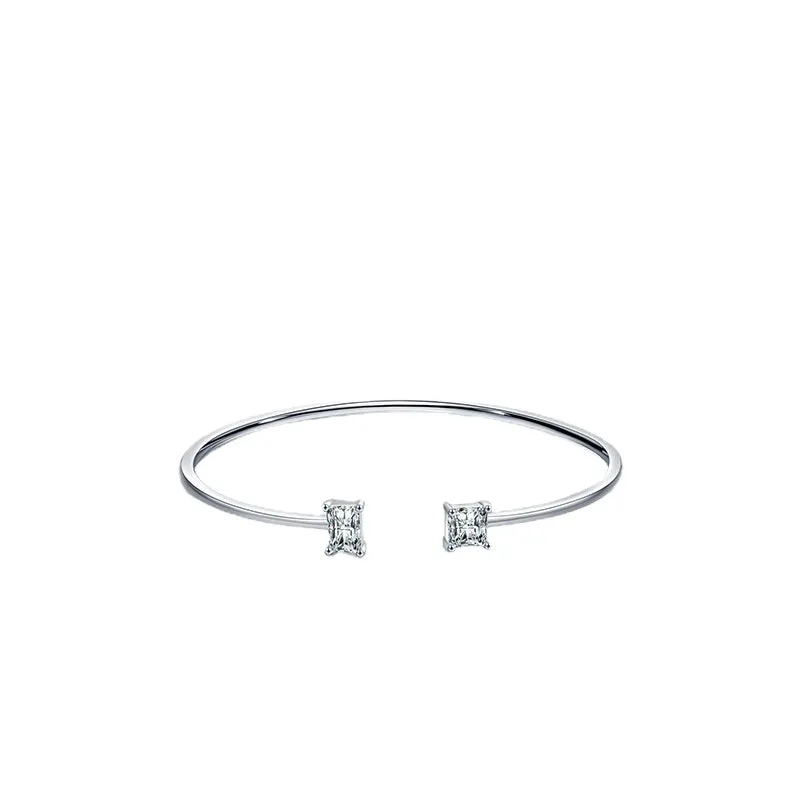 Sterling Silver Open Bracelet with Simulated Diamond Zircon