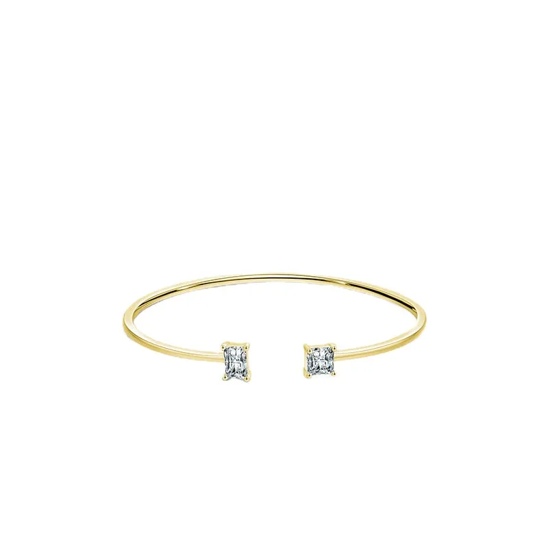 Sterling Silver Open Bracelet with Simulated Diamond Zircon