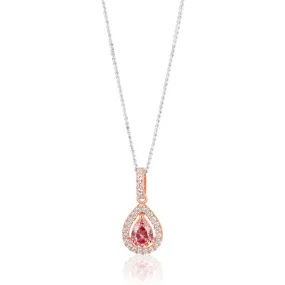 Sterling Silver Rose Plated Zirconia Pear Pendant