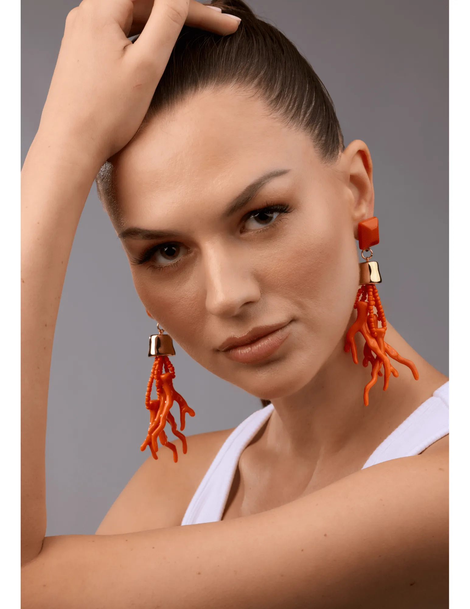 Steven Dann Beaded Coral Dangle Earring