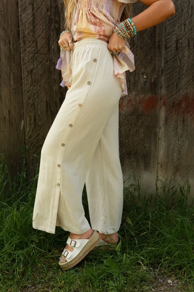 Sunny Side Wide Leg Pants - Oatmeal