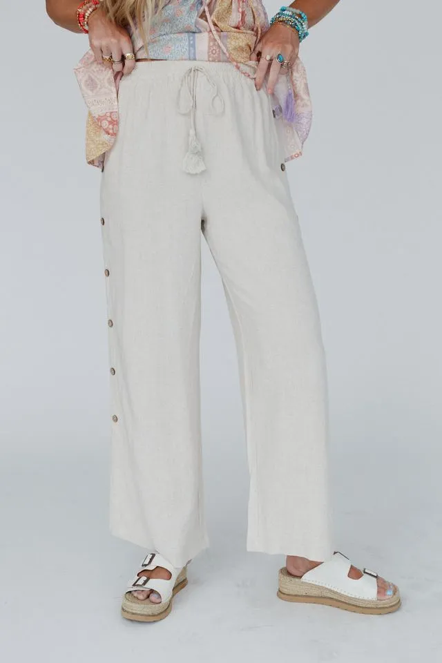 Sunny Side Wide Leg Pants - Oatmeal