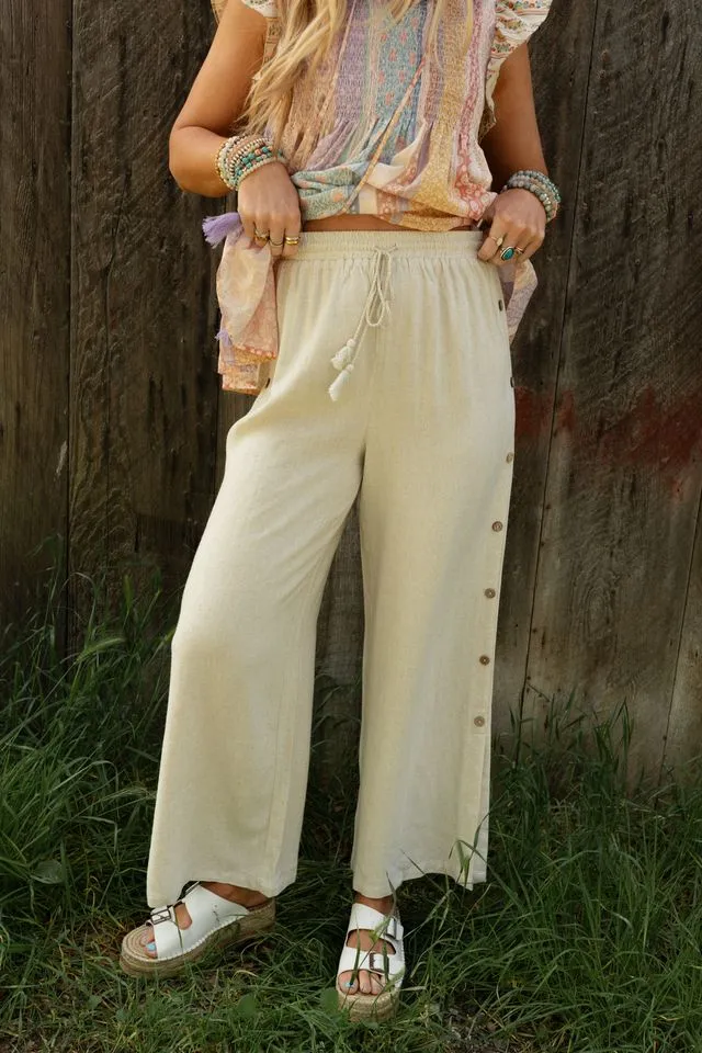 Sunny Side Wide Leg Pants - Oatmeal