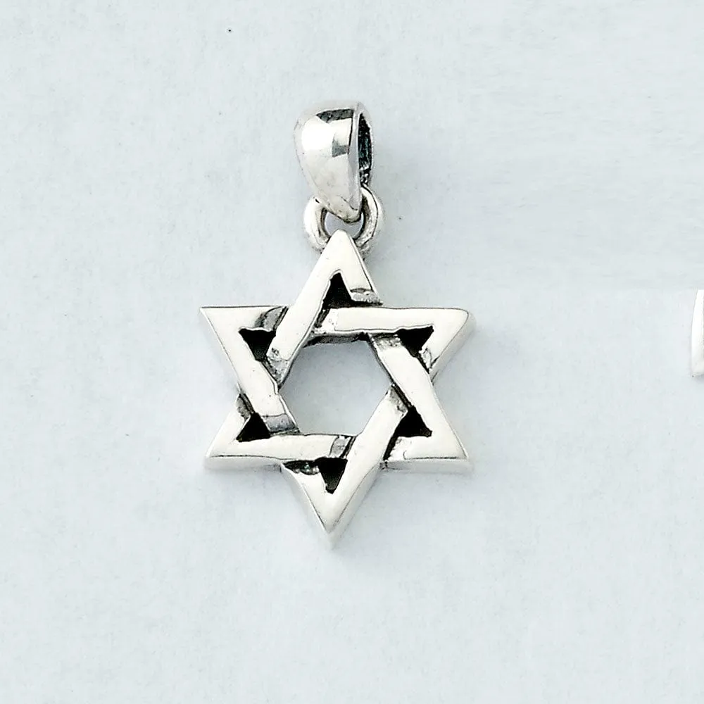 Symmetrical Star Pendant, Sterling Silver, 0.75", Polybag