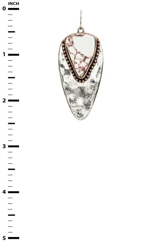TEEK - Stone Embedded Hammered Metal Earrings