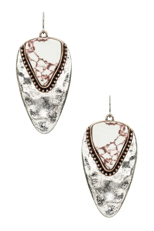 TEEK - Stone Embedded Hammered Metal Earrings