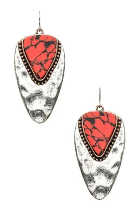TEEK - Stone Embedded Hammered Metal Earrings