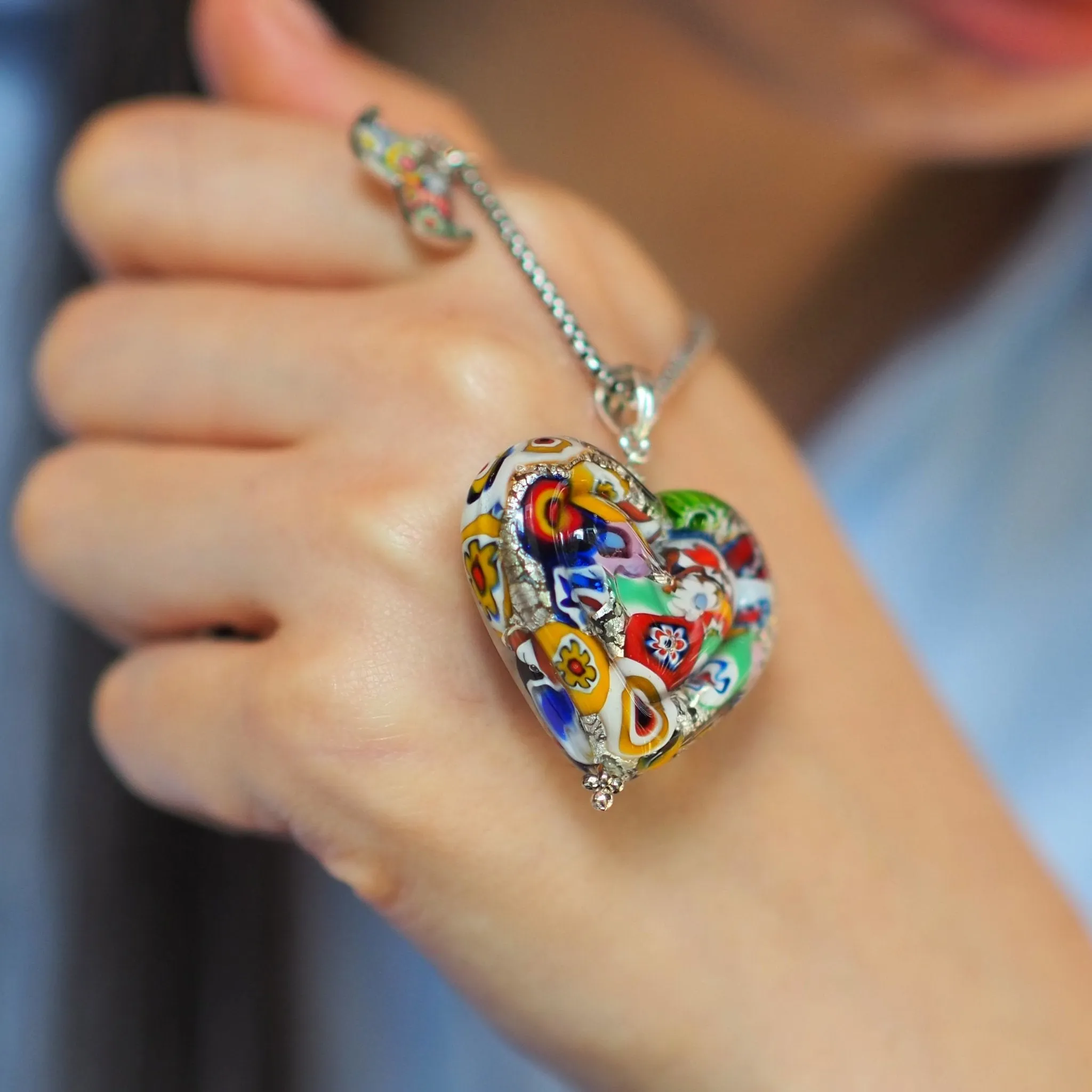 The Kiss Silver Double Heart Large Pendant