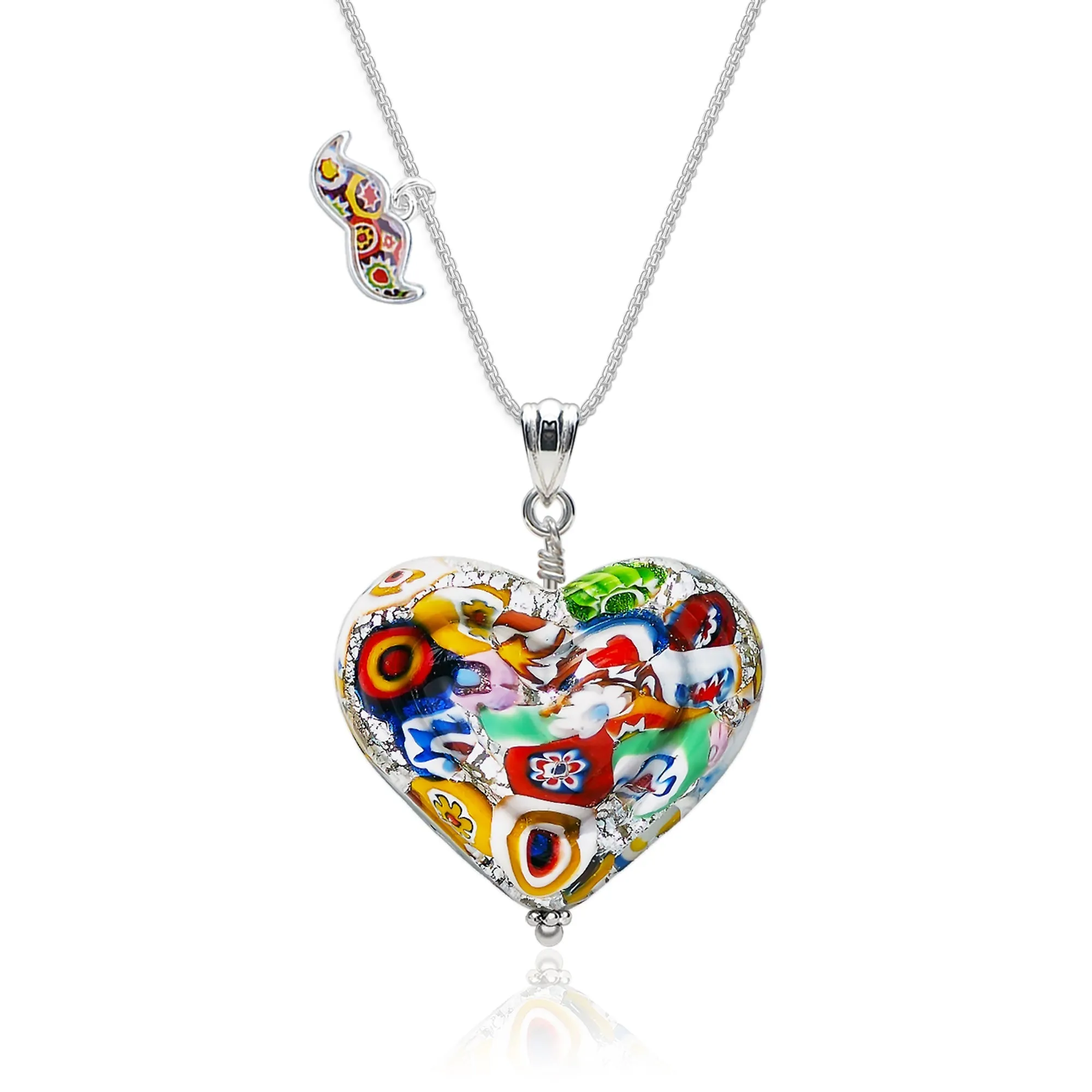 The Kiss Silver Double Heart Large Pendant