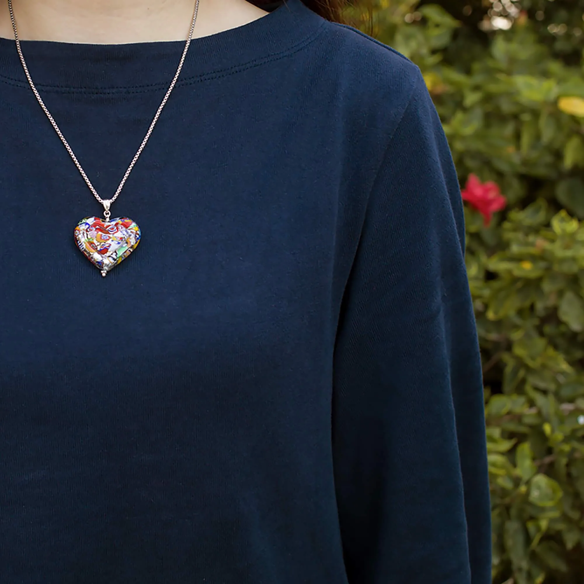 The Kiss Silver Double Heart Large Pendant