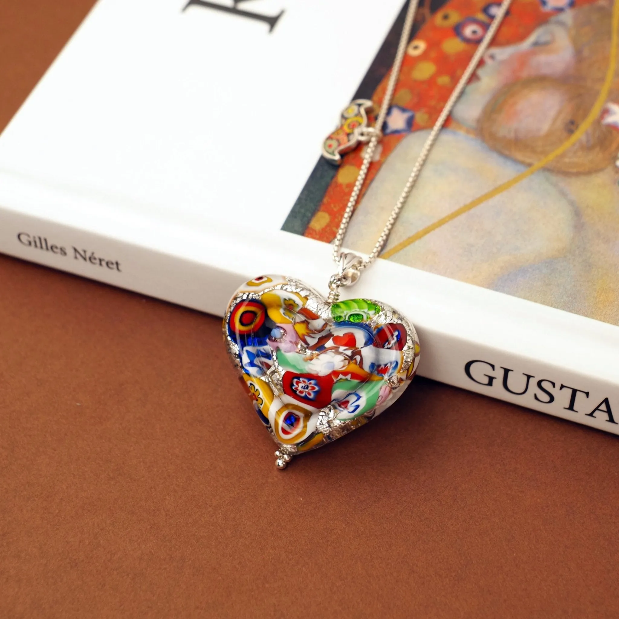 The Kiss Silver Double Heart Large Pendant