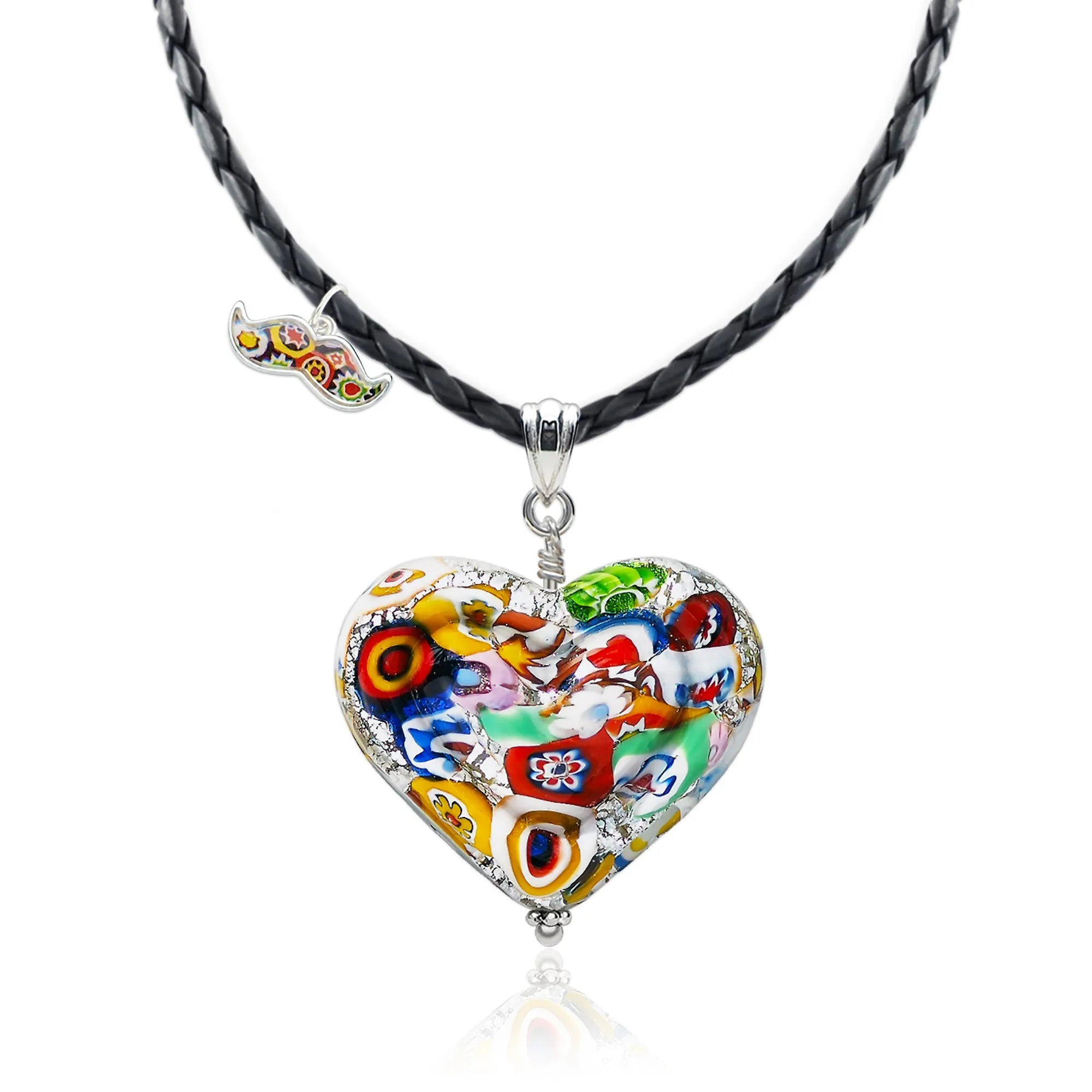 The Kiss Silver Double Heart Large Pendant