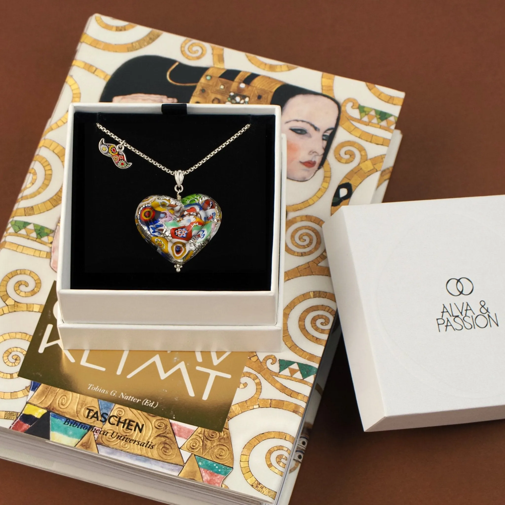 The Kiss Silver Double Heart Large Pendant